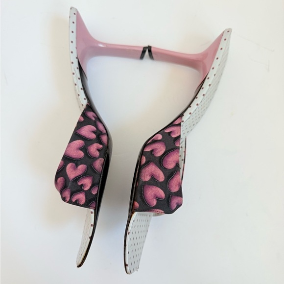 Prada Vintage Black Pink Heart print square toe slide mule sandals EU 40 - Picture 4 of 9